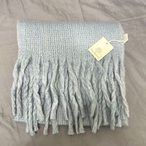 Blue Fringe Knit Scarf